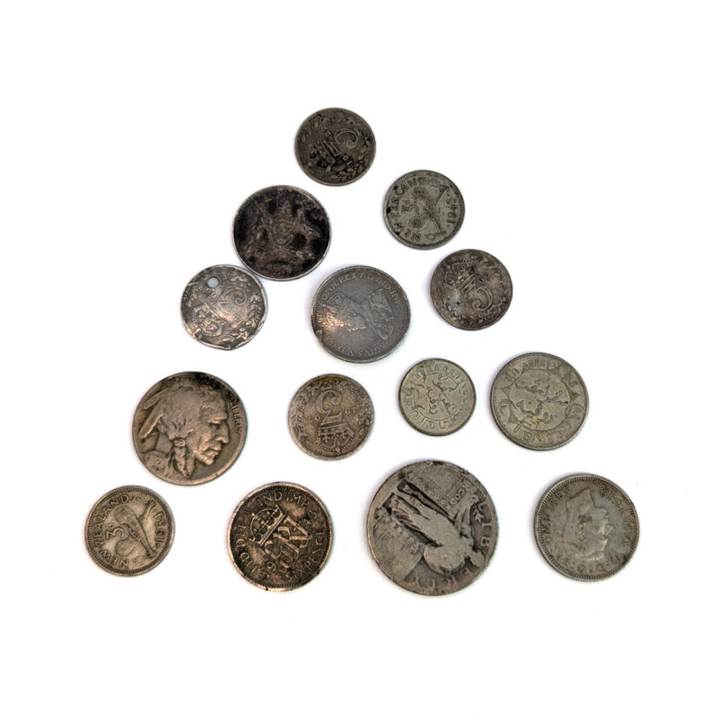 Collection of 14 Solid Silver World Coins – 34.2g – Early to Mid 1900s #64292-28