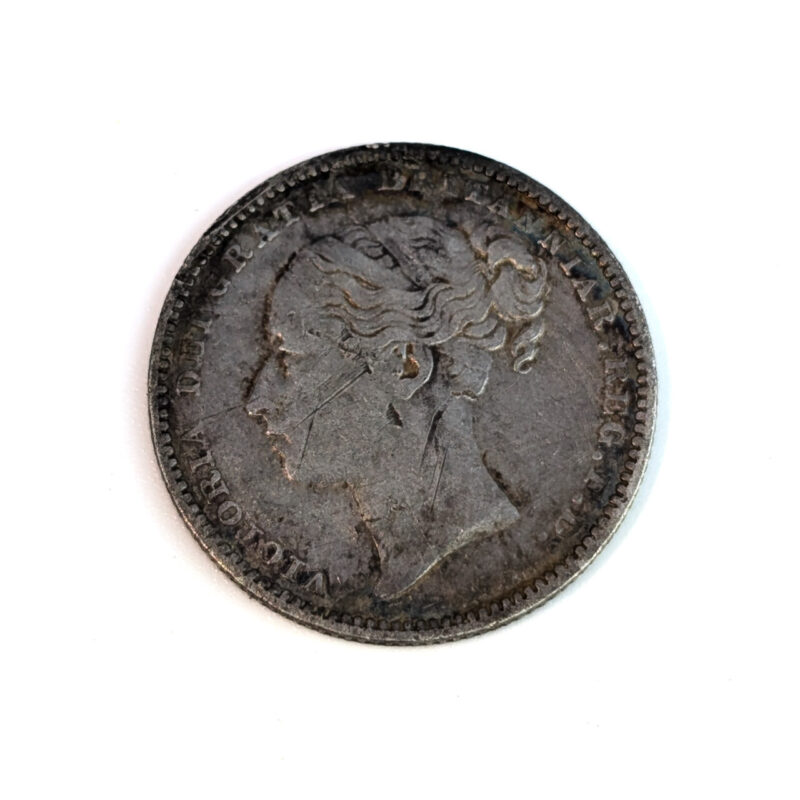 1881 Queen Victoria Great Britain Young Head Shilling – Sterling Silver #64292-27 - Image 2