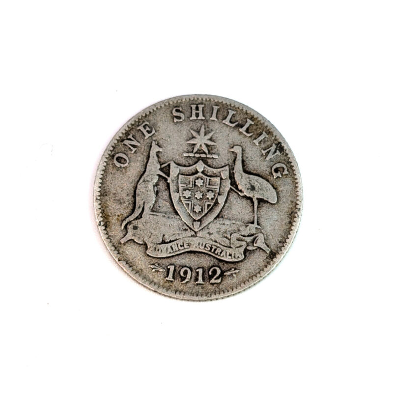 1912 Australian Shilling KGV – Sterling Silver (92.5%) – Better Grade #64292-20