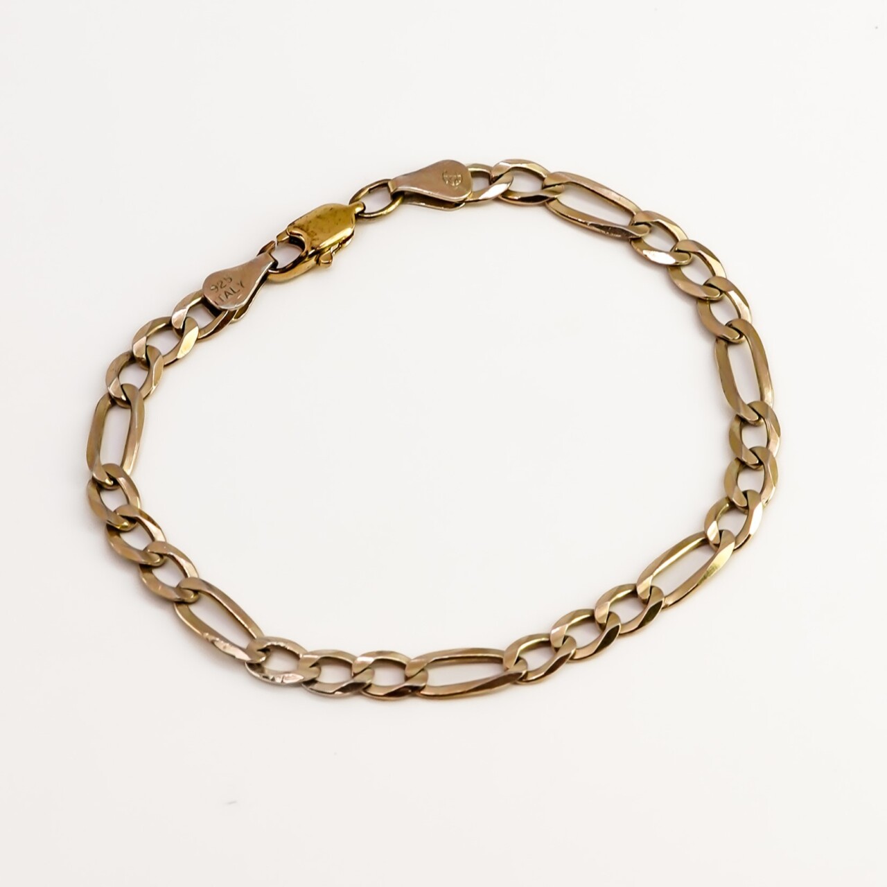 Sterling Silver Gold Plated Fiagro Link Chain Bracelet #63786