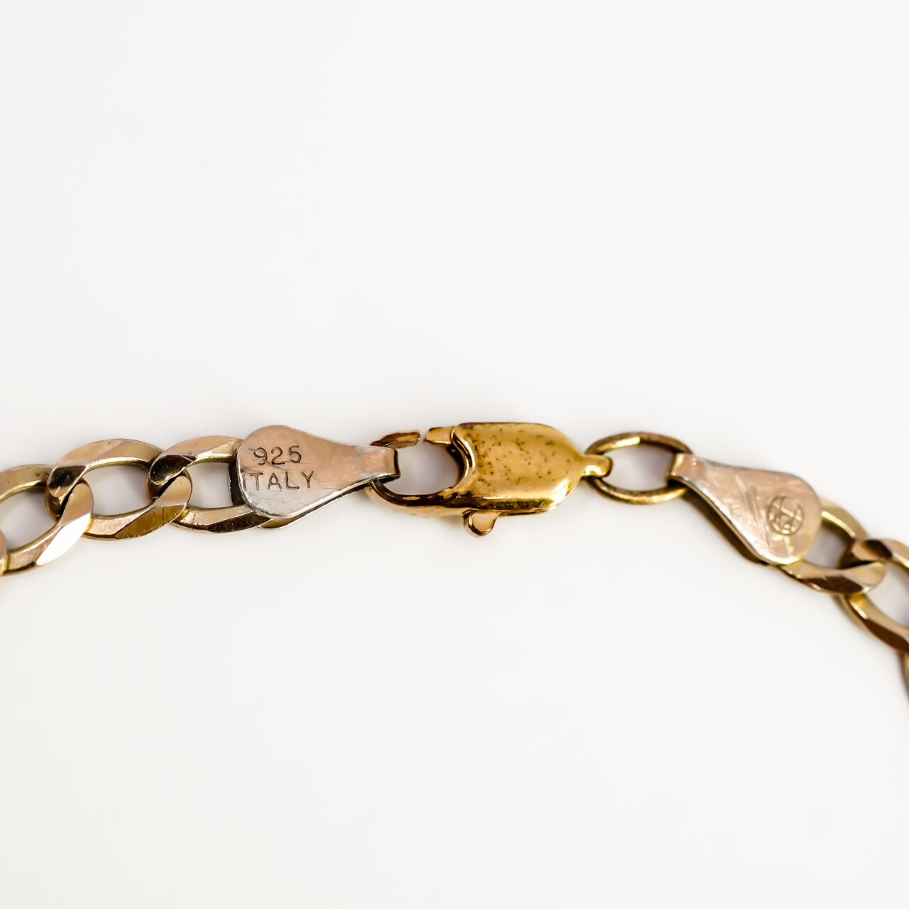 Sterling Silver Gold Plated Fiagro Link Chain Bracelet #63786 Sterling Silver Gold Plated Fiagro Link Chain Bracelet #63786 - Image 2