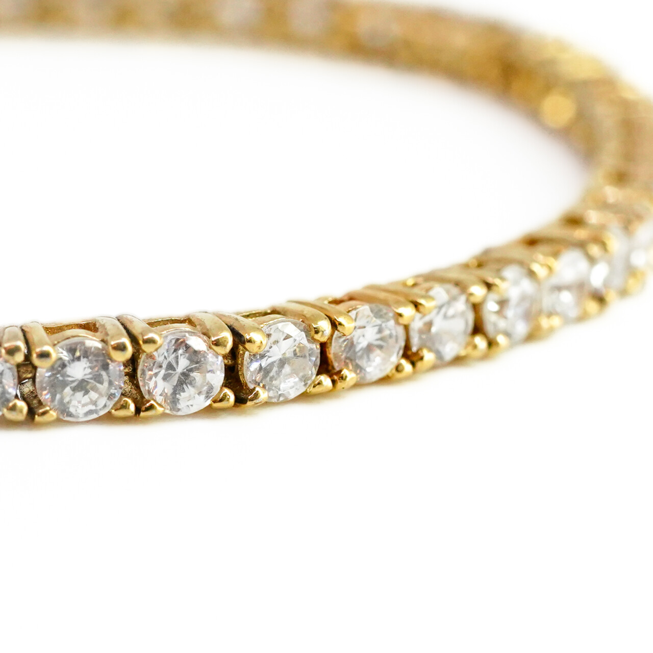 Gold-Plate Sterling Silver CZ Tennis Bracelet 18cm #4255-74