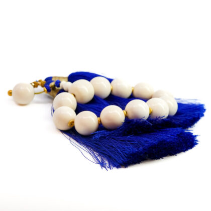 Bone Bead Bracelet with Blue Tassel #53790