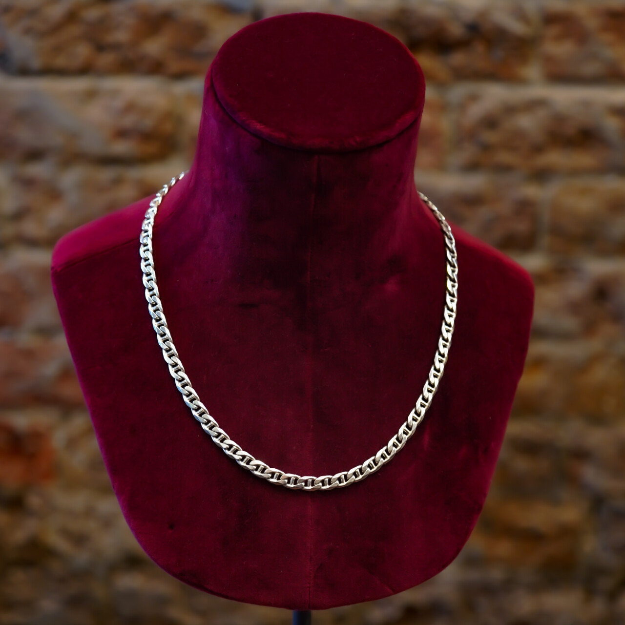 Heavy Sterling Silver Anchor / Mariner Link Chain Necklace 55cm #65901