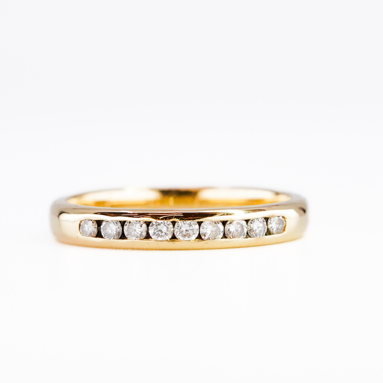 18ct Yellow Gold Diamond Channel Set Eternity Ring Band Size N #65958 18ct Yellow Gold Diamond Channel Set Eternity Ring Band Size N #65958 - Image 6