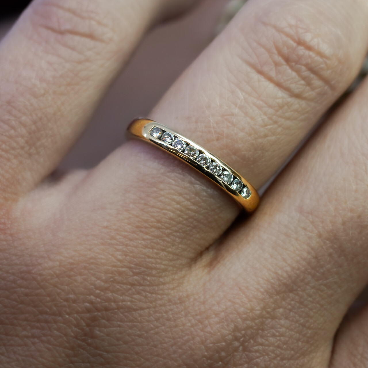 18ct Yellow Gold Diamond Channel Set Eternity Ring Band Size N #65958 18ct Yellow Gold Diamond Channel Set Eternity Ring Band Size N #65958 - Image 2
