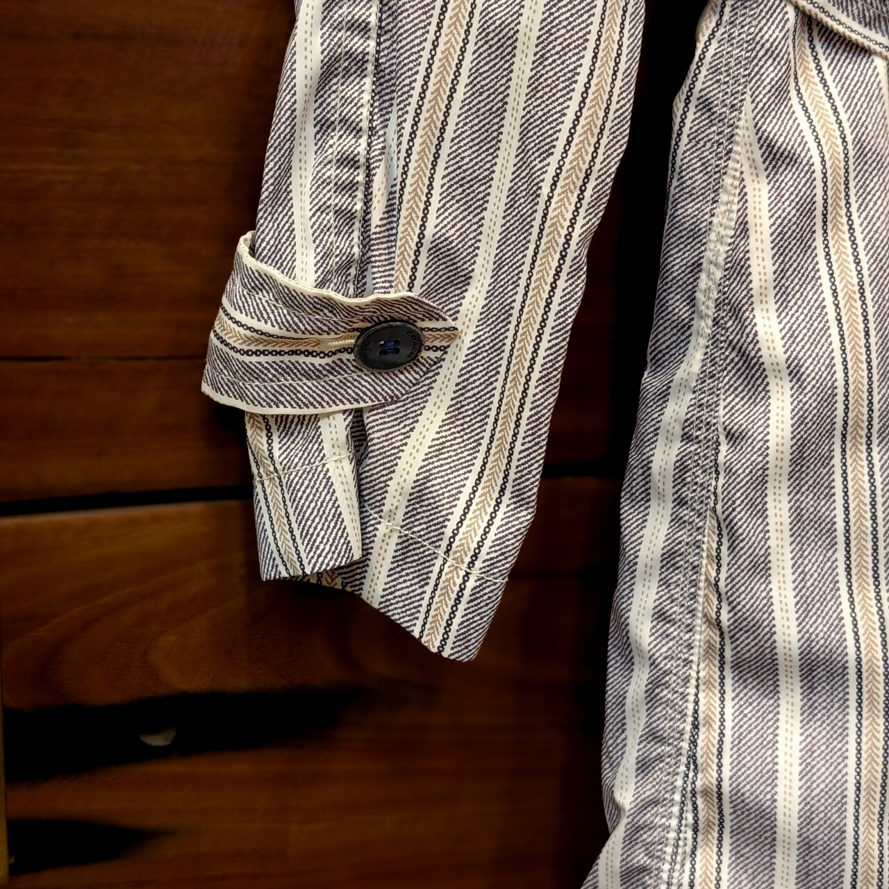 Coach Striped Rain Coat Jacket – Size XS/TP – Grey/White/Green #66087 Coach Striped Rain Coat Jacket – Size XS/TP – Grey/White/Green #66087 - Image 7