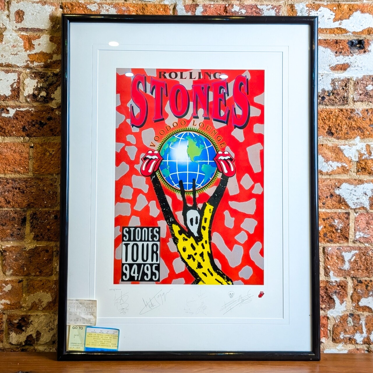 Rolling Stones Limited Edition Voodoo Lounge 1994/95 Tour Poster Tickets & COA #65990 Rolling Stones Limited Edition Voodoo Lounge 1994/95 Tour Poster Tickets & COA #65990