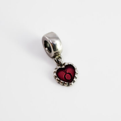 Pandora Sterling Silver Red Enamel Logo Heart Dangle Charm #65169-3