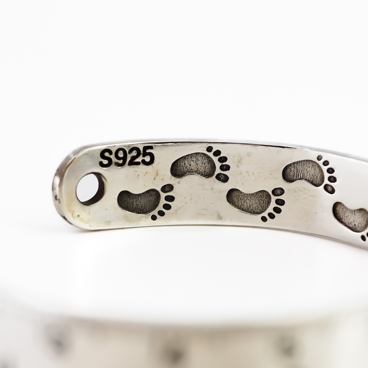 Sterling Silver Double-Sided Cuff Bangle – Ruler & Footprints Design #66451 Sterling Silver Double-Sided Cuff Bangle – Ruler & Footprints Design #66451 - Image 2