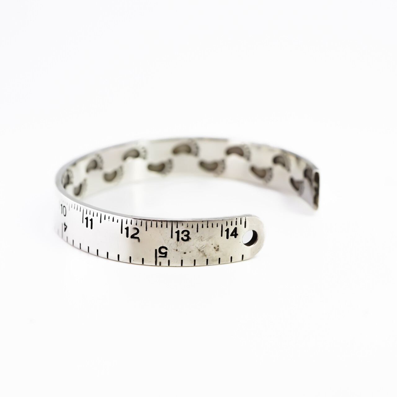 Cuff Wide Ruler Sterling Silver Double-Sided Cuff Bangle – Ruler & Footprints Design ...