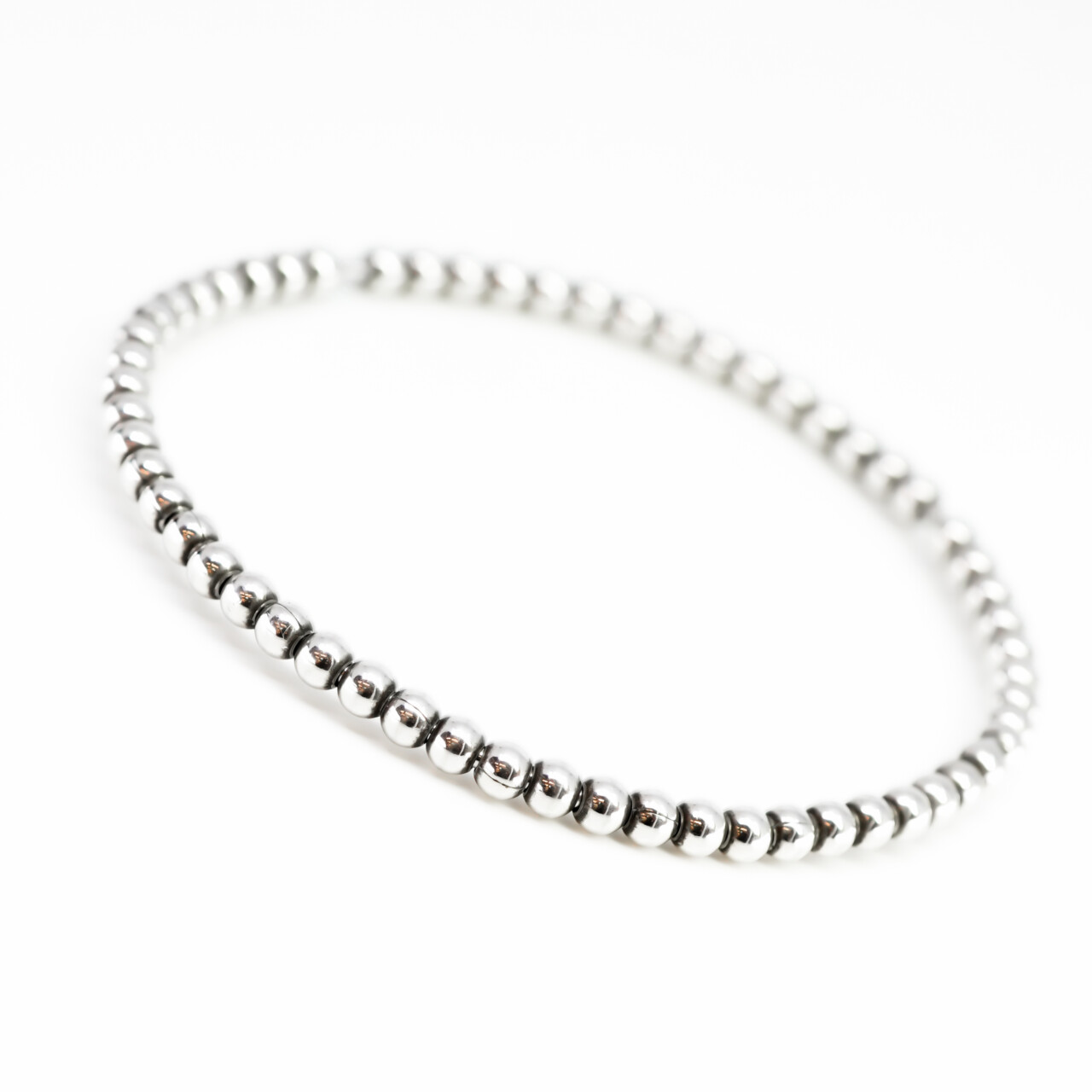 Sterling Silver Moving Bead Bangle – Approx. 68mm #66488
