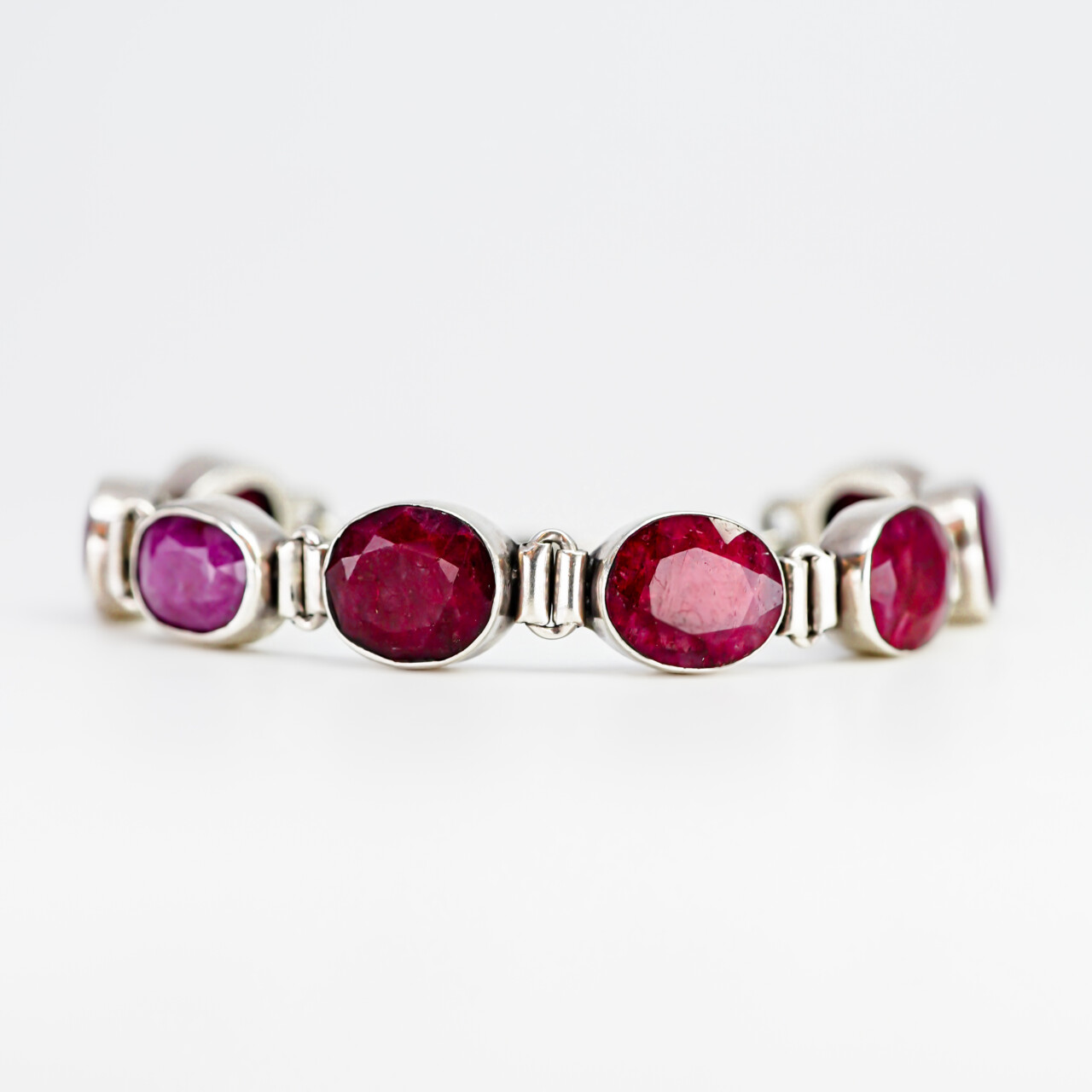 Sterling Silver Natural Ruby Bracelet 20cm #64304-1