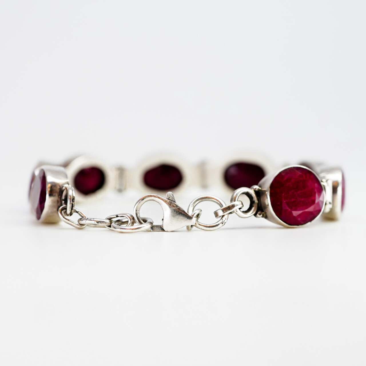 Sterling Silver Natural Ruby Bracelet 20cm #64304-1 Sterling Silver Natural Ruby Bracelet 20cm #64304-1 - Image 6