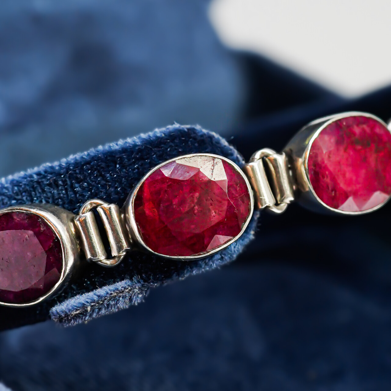 Sterling Silver Natural Ruby Bracelet 20cm #64304-1 Sterling Silver Natural Ruby Bracelet 20cm #64304-1 - Image 4