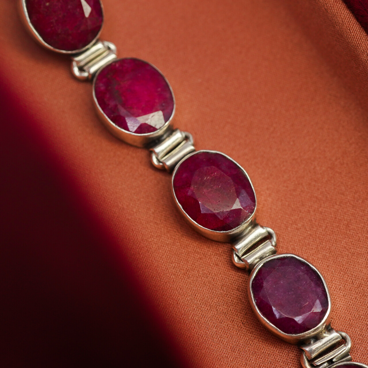 Sterling Silver Natural Ruby Bracelet 20cm #64304-1 Sterling Silver Natural Ruby Bracelet 20cm #64304-1 - Image 3