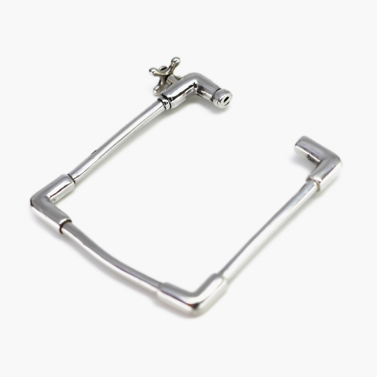 Sterling Silver Pipe & Tap Square Cuff Bangle #66464