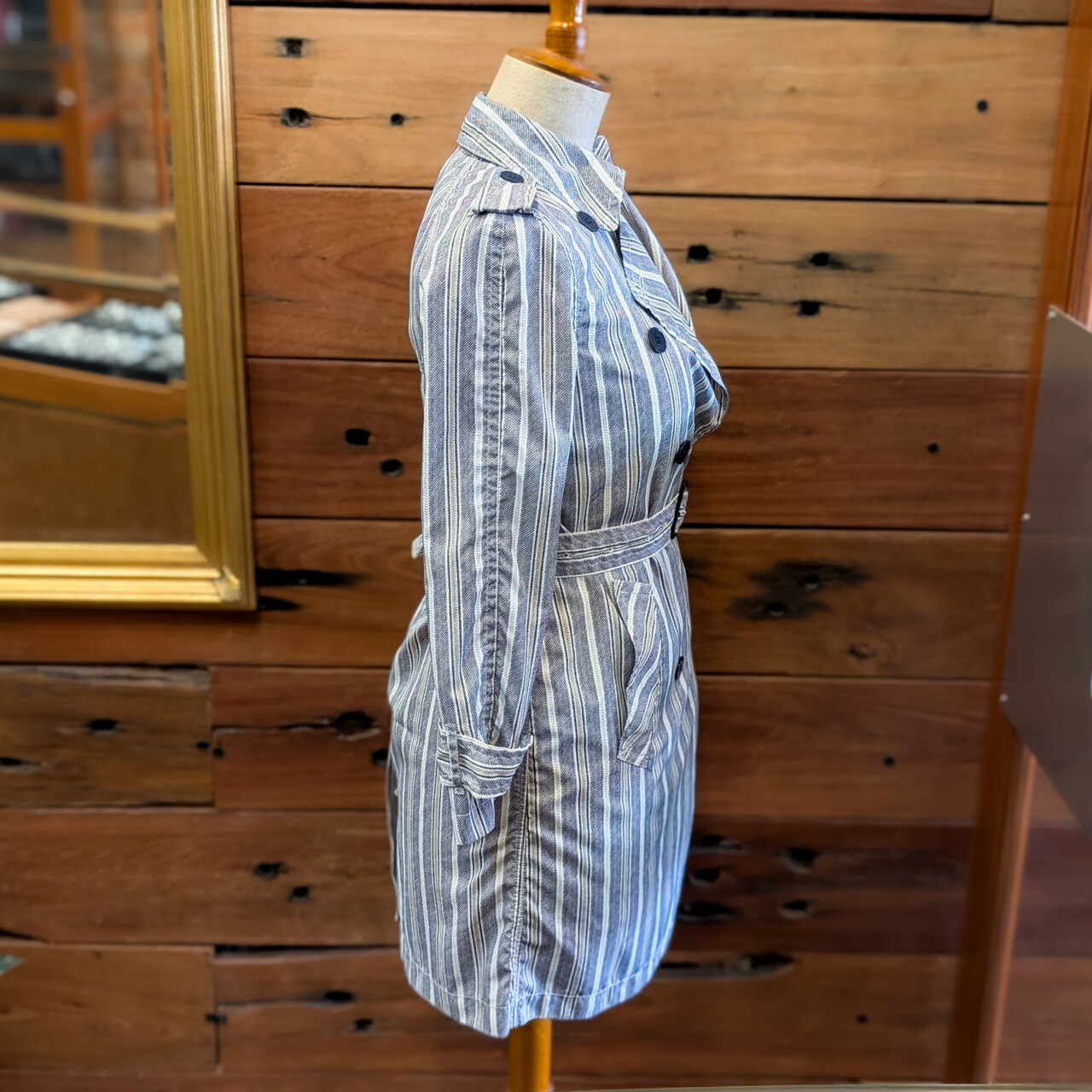 Coach Striped Rain Coat Jacket – Size XS/TP – Grey/White/Green #66087 Coach Striped Rain Coat Jacket – Size XS/TP – Grey/White/Green #66087 - Image 3