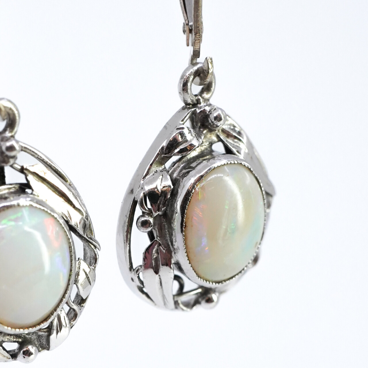 Sterling Silver Opal Cabochon Drop Earrings #65676 Sterling Silver Opal Cabochon Drop Earrings #65676 - Image 3