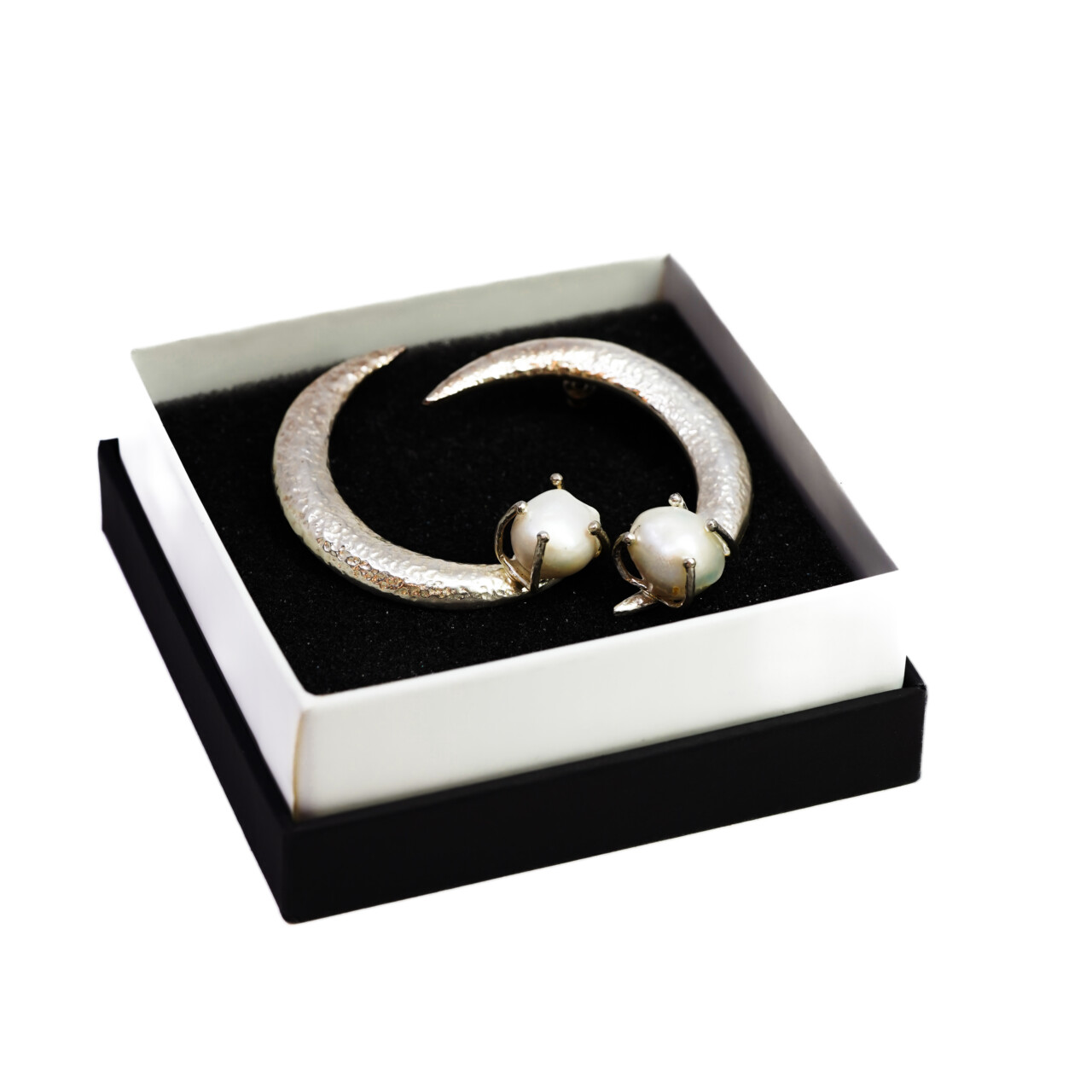 Christie Nicolaides Silver Plated Pearl Moon Earrings – In Box #66170