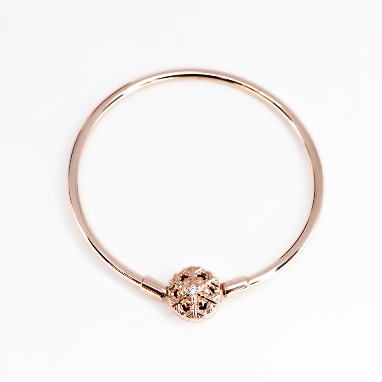 Pandora Rose Gold Plated Snowflake Bangle 54mm ALE MET #66402 Pandora Rose Gold Plated Snowflake Bangle 54mm ALE MET #66402