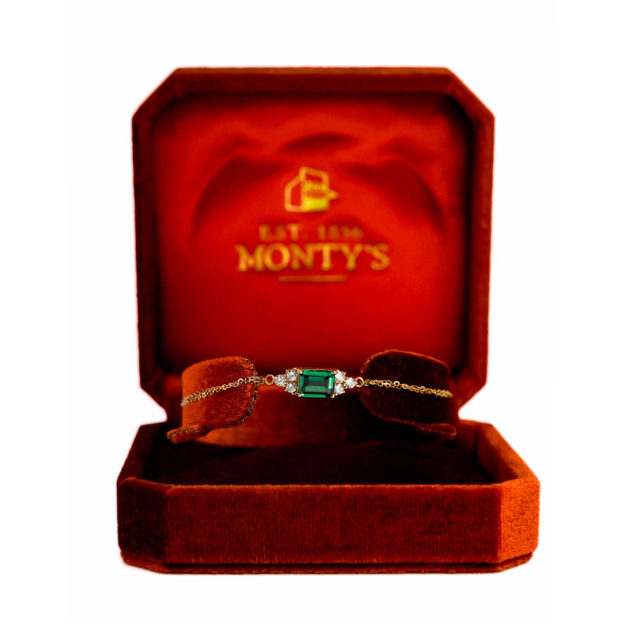 14ct Yellow Gold Green Paste & Cubic Zirconia Bracelet 21cm (Adjustable) #66478 14ct Yellow Gold Green Paste & Cubic Zirconia Bracelet 21cm (Adjustable) #66478 - Image 6