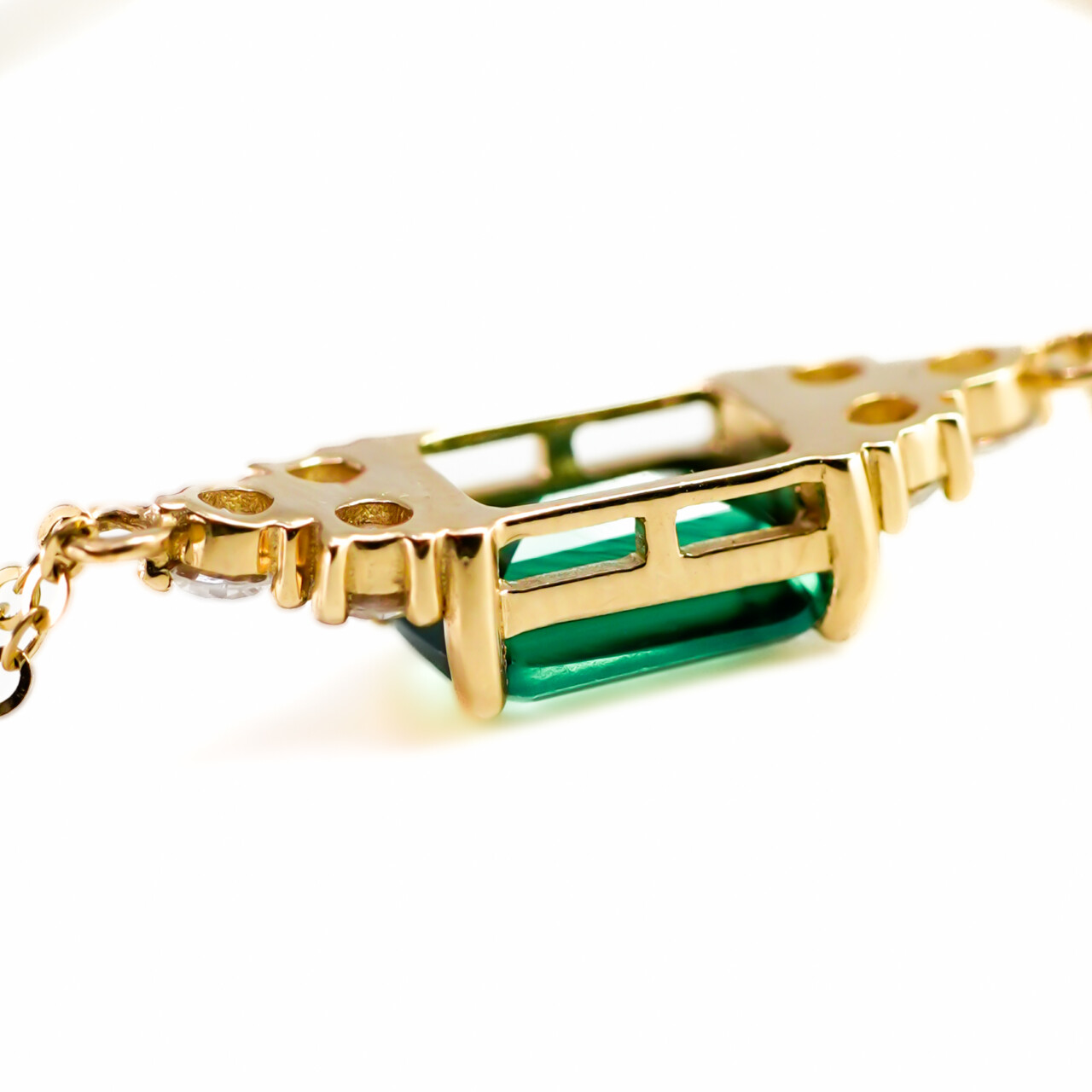 14ct Yellow Gold Green Paste & Cubic Zirconia Bracelet 21cm (Adjustable) #66478 14ct Yellow Gold Green Paste & Cubic Zirconia Bracelet 21cm (Adjustable) #66478 - Image 5
