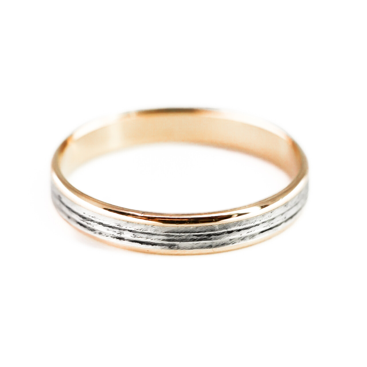 18ct Yellow Gold & Platinum Brushed Wedding Ring Band Size S #66413 18ct Yellow Gold & Platinum Brushed Wedding Ring Band Size S #66413