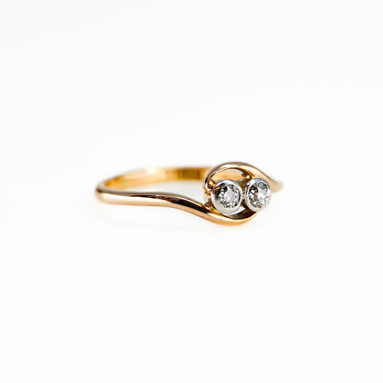 Vintage 18ct Yellow Gold Moi et Toi Diamond Ring Size O #66293 Vintage 18ct Yellow Gold Moi et Toi Diamond Ring Size O #66293 - Image 4
