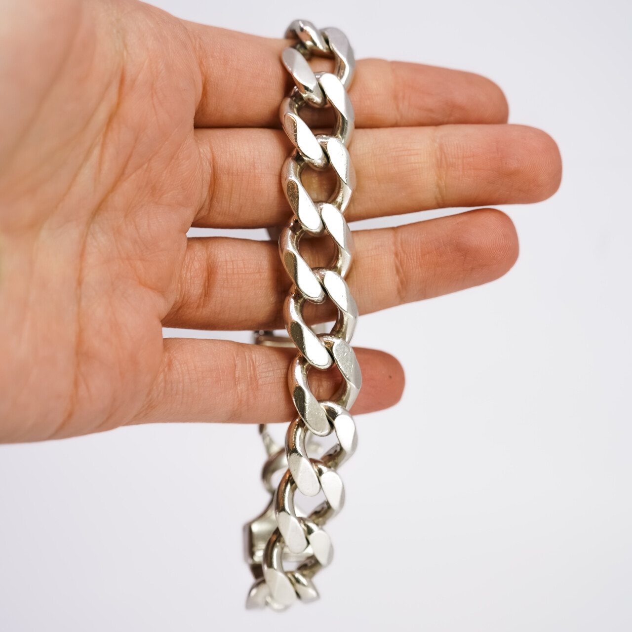 Large Sterling Silver Curb Link Men's Bracelet – 25cm #66778 Large Sterling Silver Curb Link Men's Bracelet – 25cm #66778 - Image 2