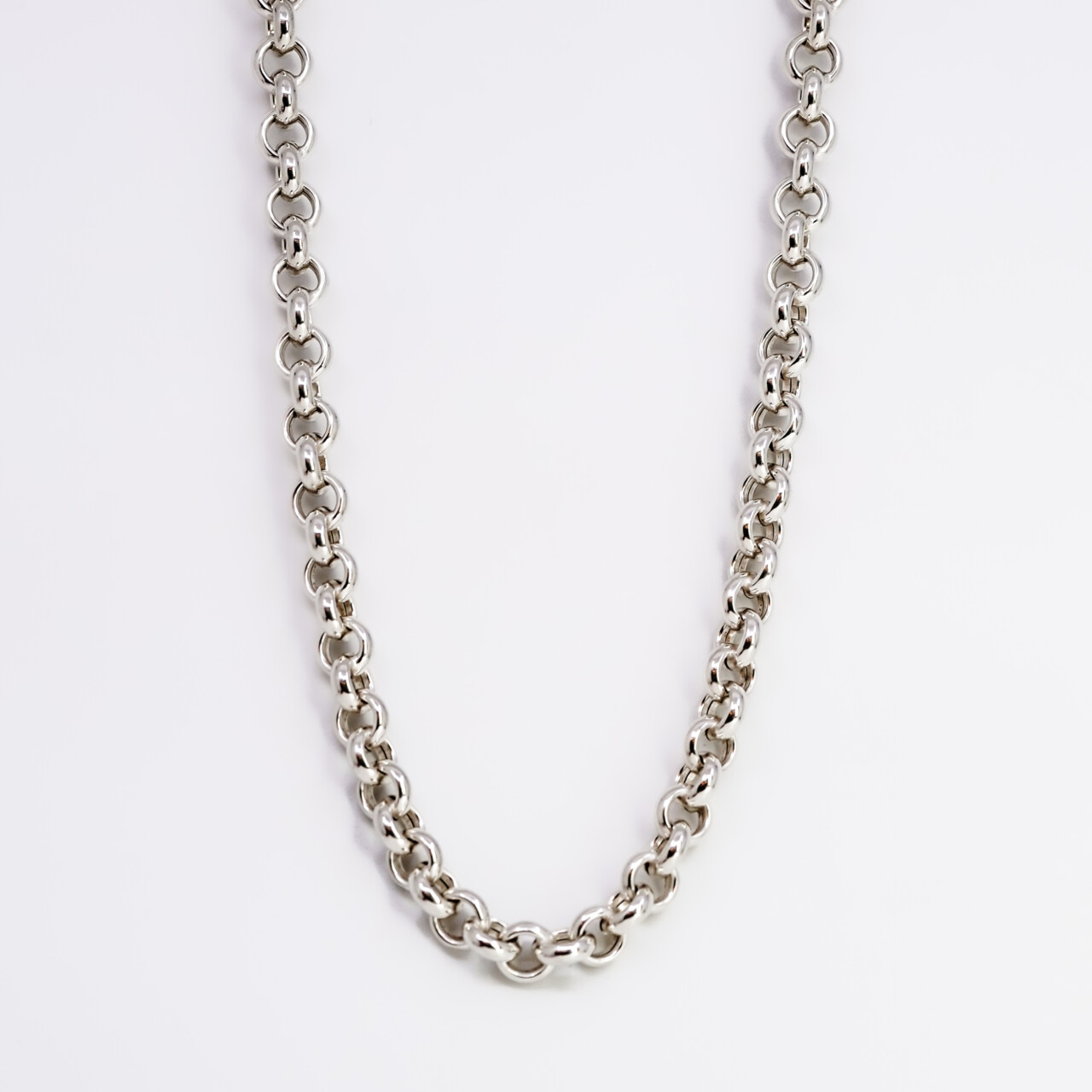 Chunky Sterling Silver Large Belcher Chain Necklace – 45cm – Euro Clasp #66618