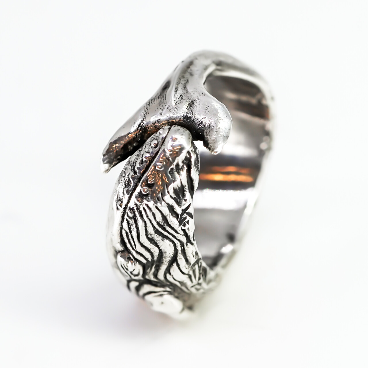 Sterling Silver Blue Whale Ring – 12.6g – Size P½ (Adjustable) #66907