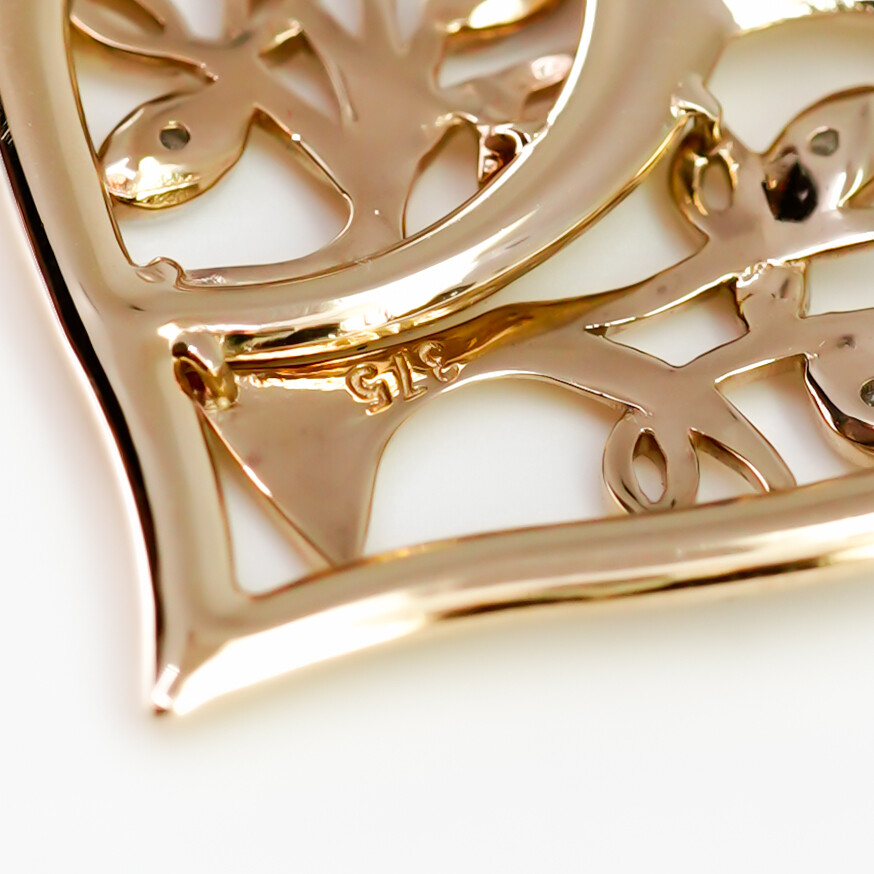 9ct Yellow Gold Diamond Tree of Life Heart Pendant – 23mm #66628 9ct Yellow Gold Diamond Tree of Life Heart Pendant – 23mm #66628 - Image 8