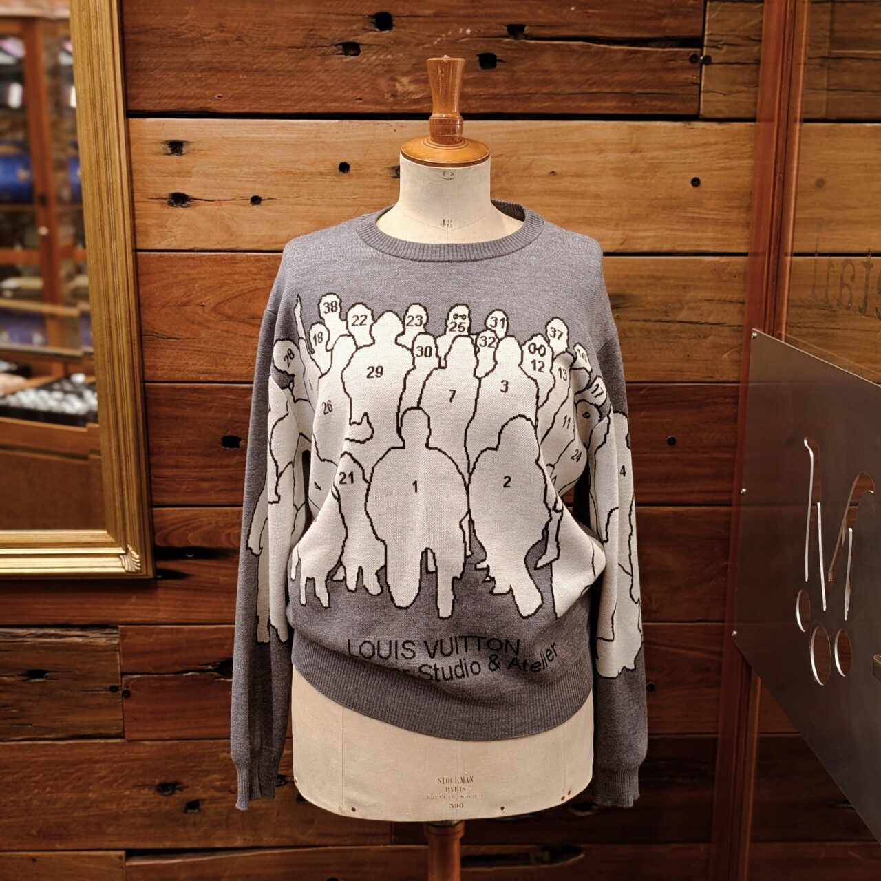 Louis Vuitton Studio & Atelier Jacquard Wool Sweater - Grey - Size XXL #66860 Louis Vuitton Studio & Atelier Jacquard Wool Sweater - Grey - Size XXL #66860