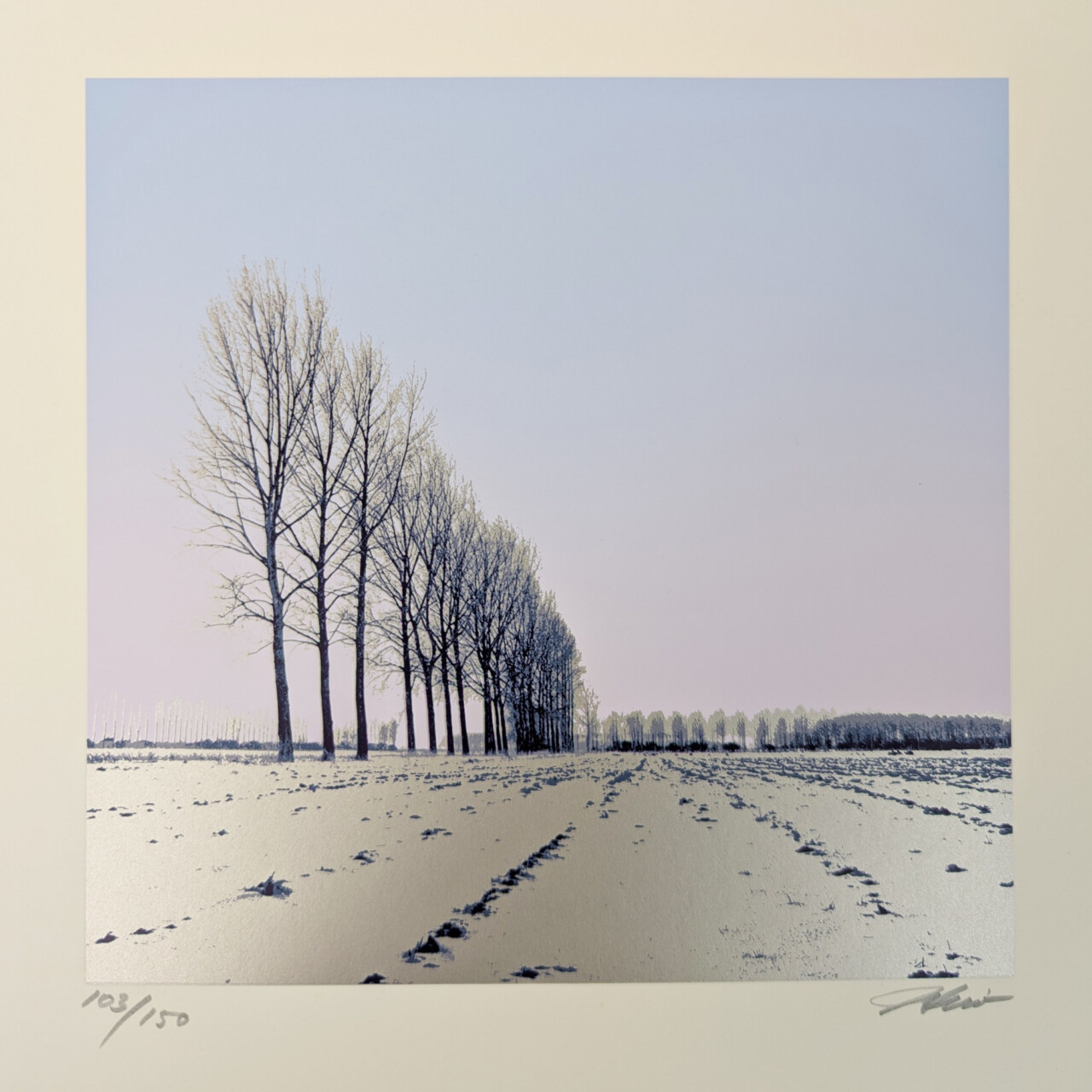 Hiroshi Shimura Winter Afternoon Trees Serigraph Limited Edition of 150 | Hand Signed #64856 Hiroshi Shimura Winter Afternoon Trees Serigraph Limited Edition of 150 | Hand Signed #64856 - Image 2