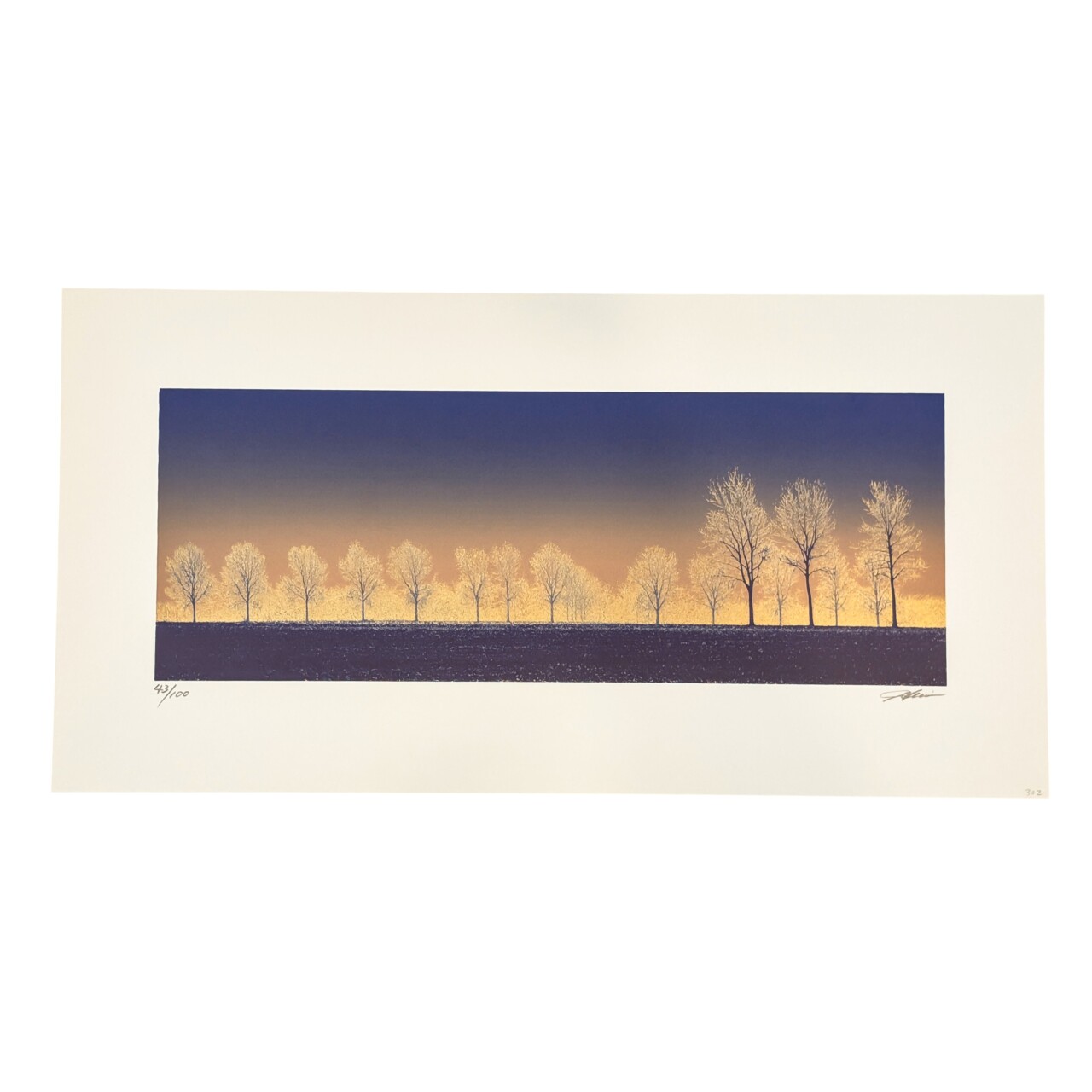 Hiroshi Shimura Sunrise Trees Purple Panoramic Serigraph Limited to 100 | Hand Signed #64852 Hiroshi Shimura Sunrise Trees Purple Panoramic Serigraph Limited to 100 | Hand Signed #64852