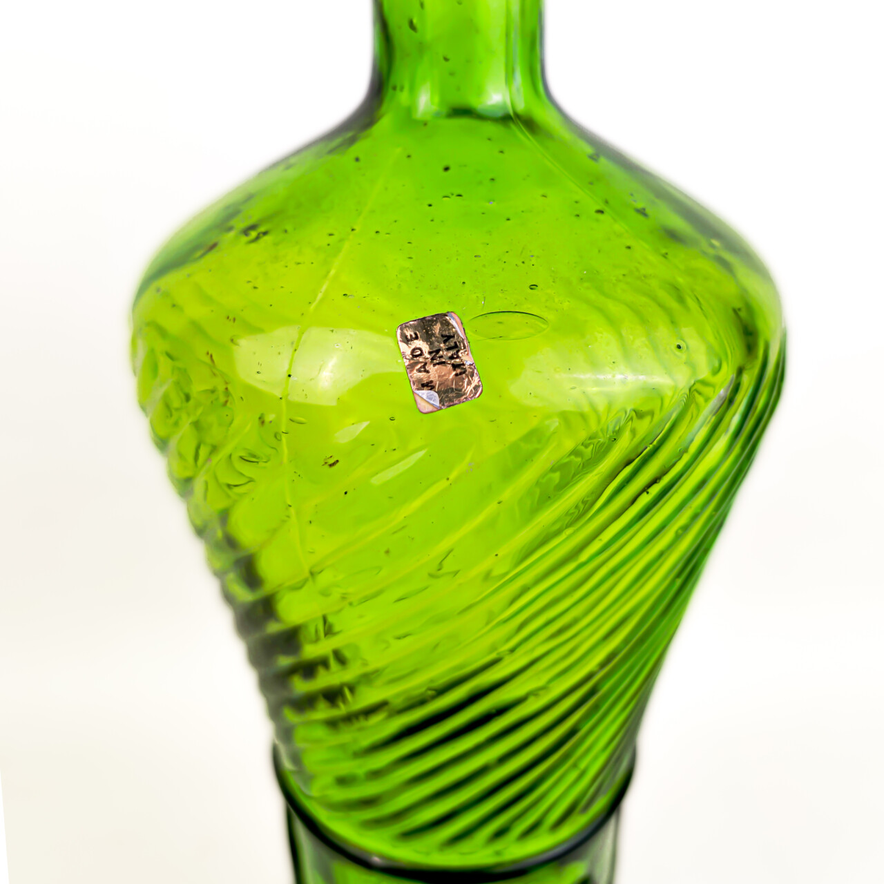 Vintage Italian Green Art Glass Bottle Vase – Swirl Pattern – Mid-Century Style 34cm #66980 Vintage Italian Green Art Glass Bottle Vase – Swirl Pattern – Mid-Century Style 34cm #66980 - Image 3