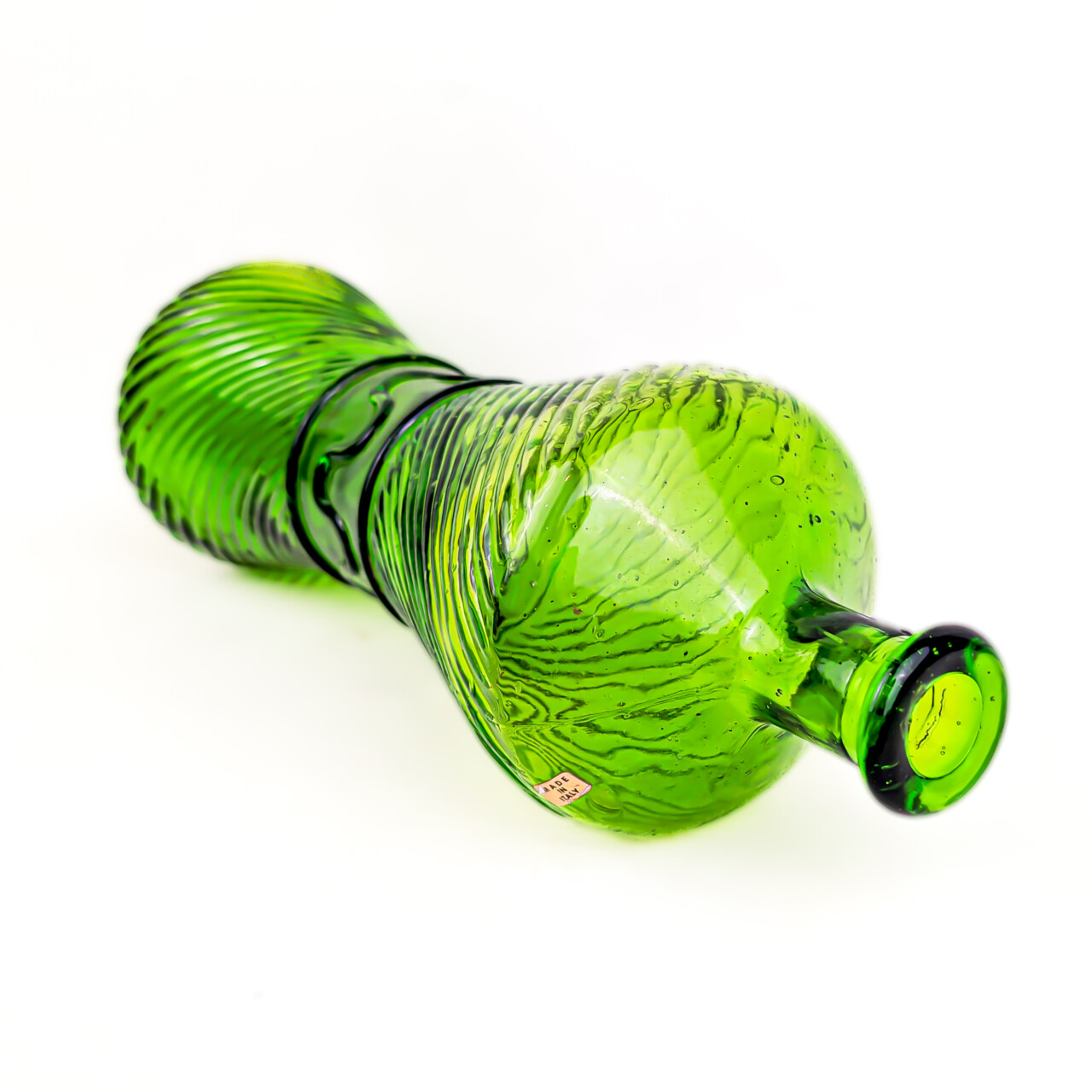 Vintage Italian Green Art Glass Bottle Vase – Swirl Pattern – Mid-Century Style 34cm #66980 Vintage Italian Green Art Glass Bottle Vase – Swirl Pattern – Mid-Century Style 34cm #66980 - Image 4