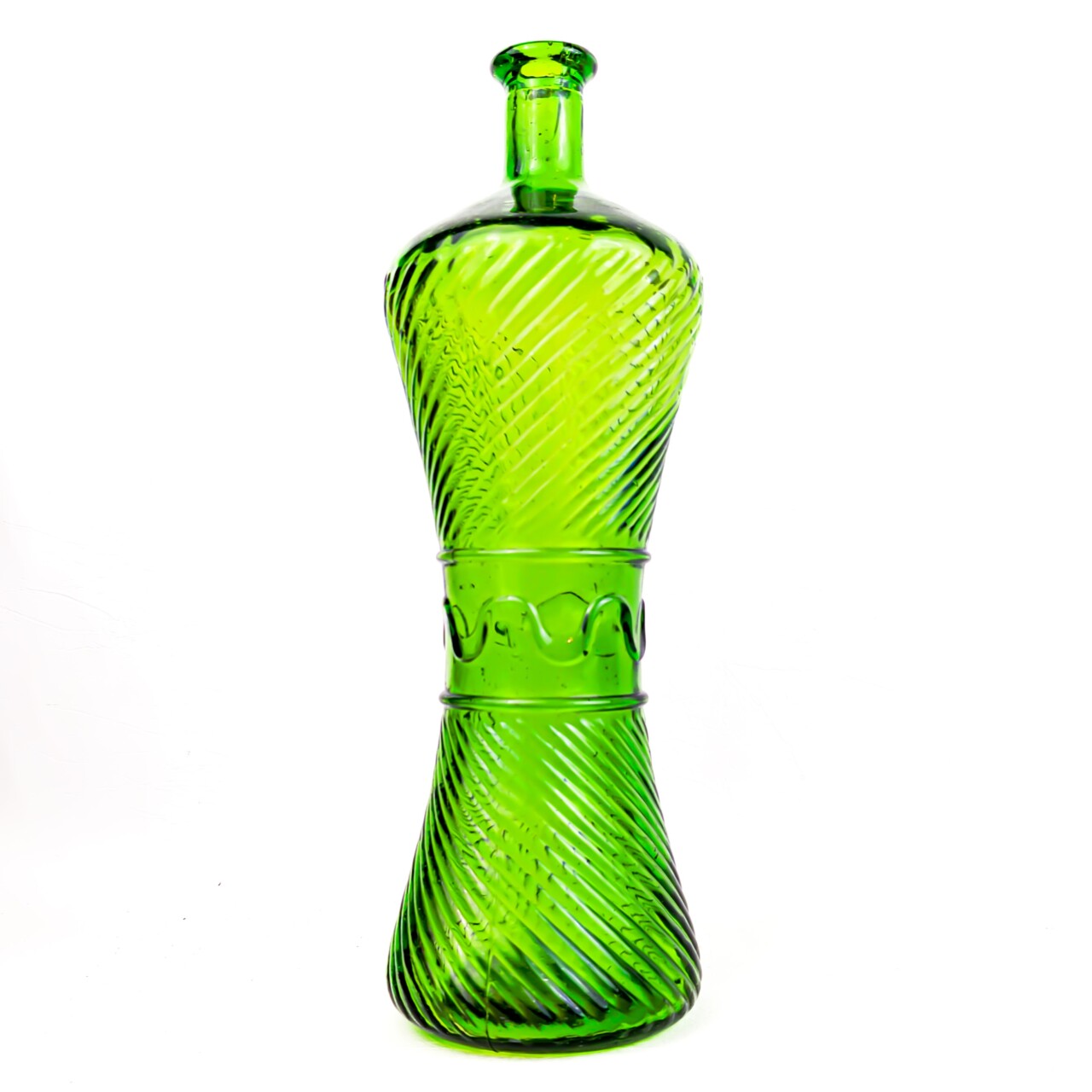 Vintage Italian Green Art Glass Bottle Vase – Swirl Pattern – Mid-Century Style 34cm #66980 Vintage Italian Green Art Glass Bottle Vase – Swirl Pattern – Mid-Century Style 34cm #66980