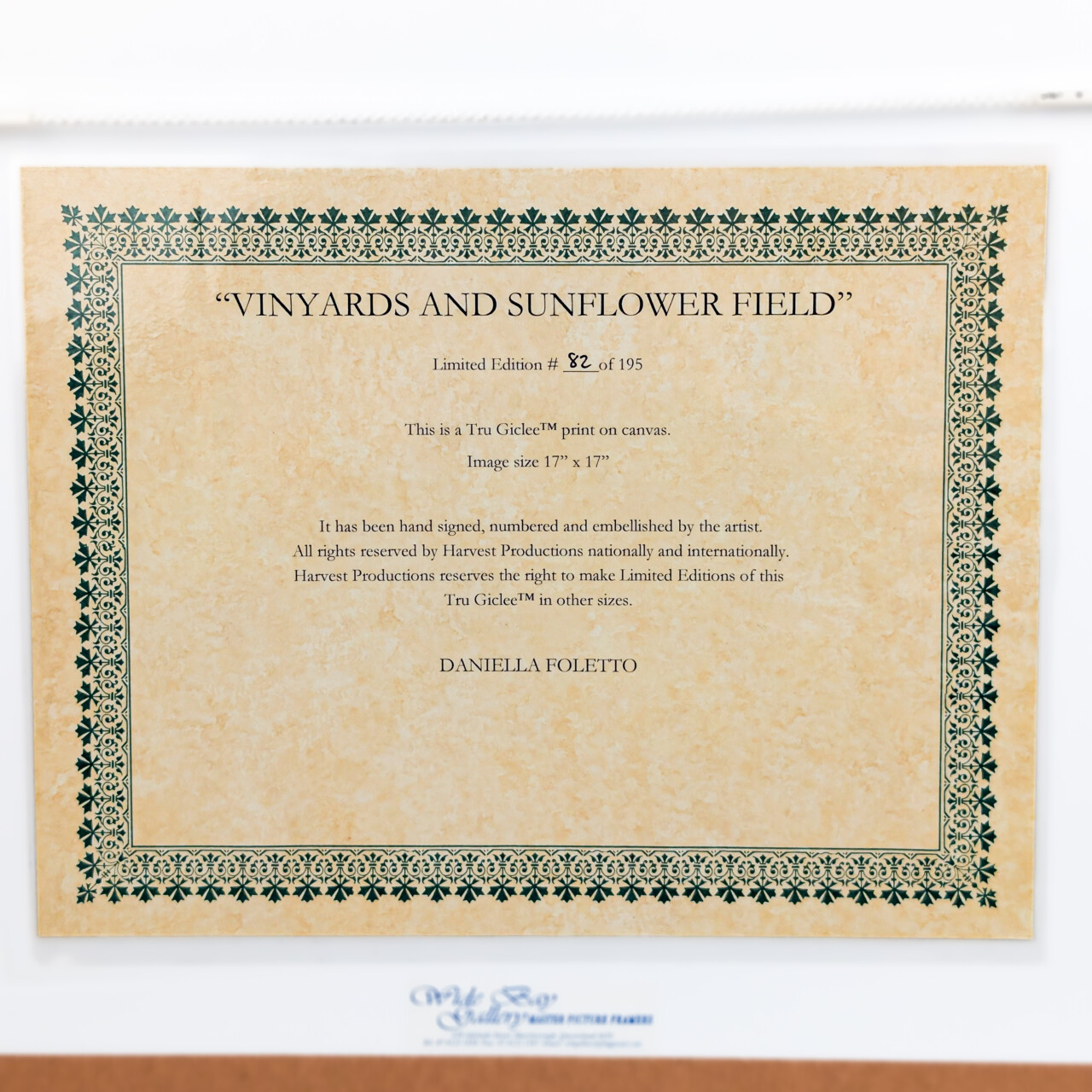 Daniella Foletto ‘Vineyards & Sunflower Fields’ Limited Edition Giclée 50cm Print #55783 Daniella Foletto ‘Vineyards & Sunflower Fields’ Limited Edition Giclée 50cm Print #55783 - Image 4