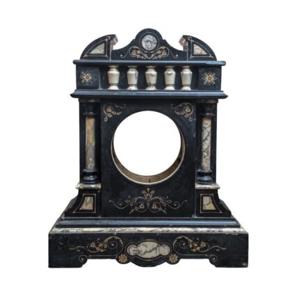 Victorian Black Slate & Marble Mantel Clock Shell #44983