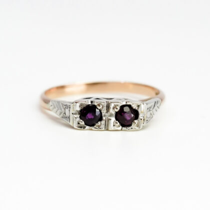 Vintage 9ct Yellow & White Gold Ruby Ring