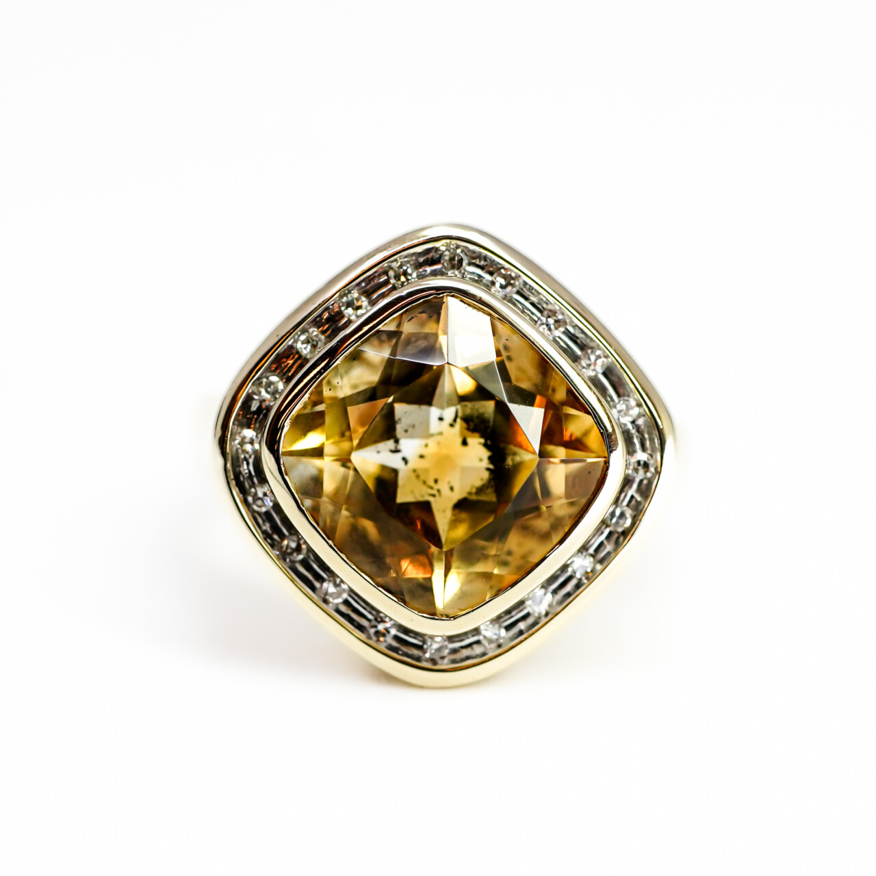 9ct Yellow Gold Citrine & Diamond Halo Ring – Size P #66664 9ct Yellow Gold Citrine & Diamond Halo Ring – Size P #66664 - Image 9