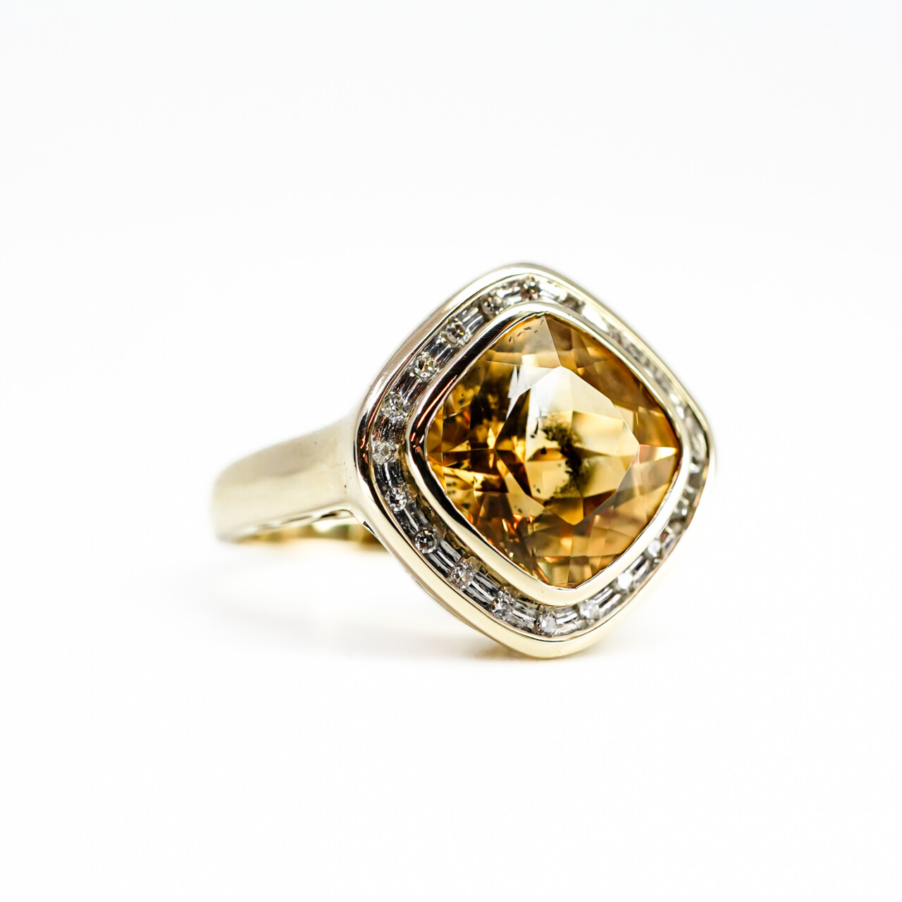 9ct Yellow Gold Citrine & Diamond Halo Ring – Size P #66664 9ct Yellow Gold Citrine & Diamond Halo Ring – Size P #66664 - Image 10