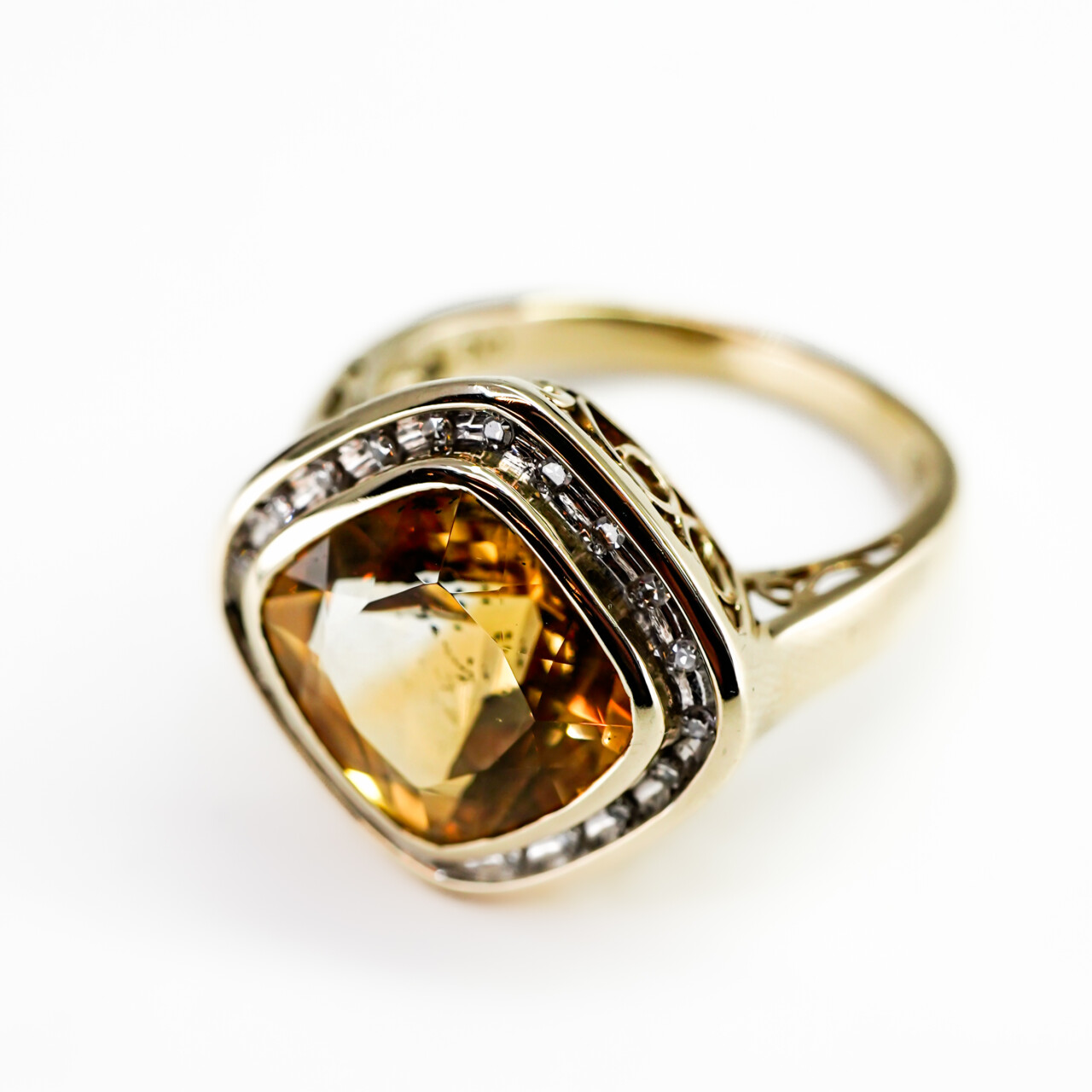 9ct Yellow Gold Citrine & Diamond Halo Ring – Size P #66664 9ct Yellow Gold Citrine & Diamond Halo Ring – Size P #66664 - Image 11