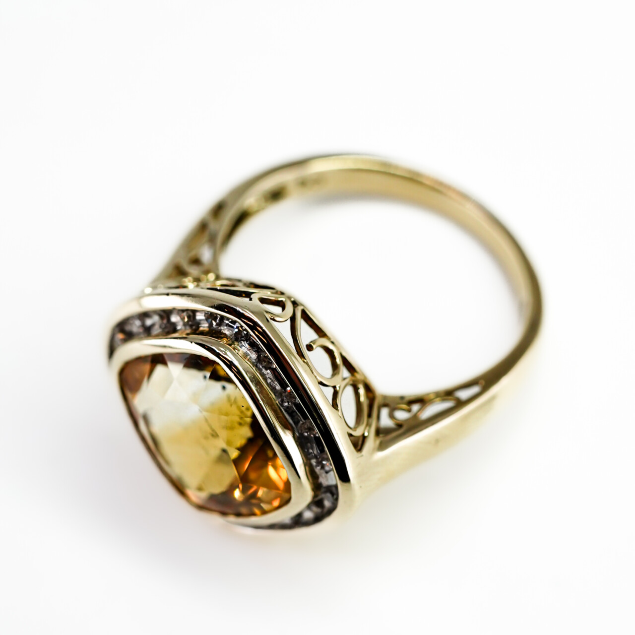 9ct Yellow Gold Citrine & Diamond Halo Ring – Size P #66664 9ct Yellow Gold Citrine & Diamond Halo Ring – Size P #66664 - Image 12