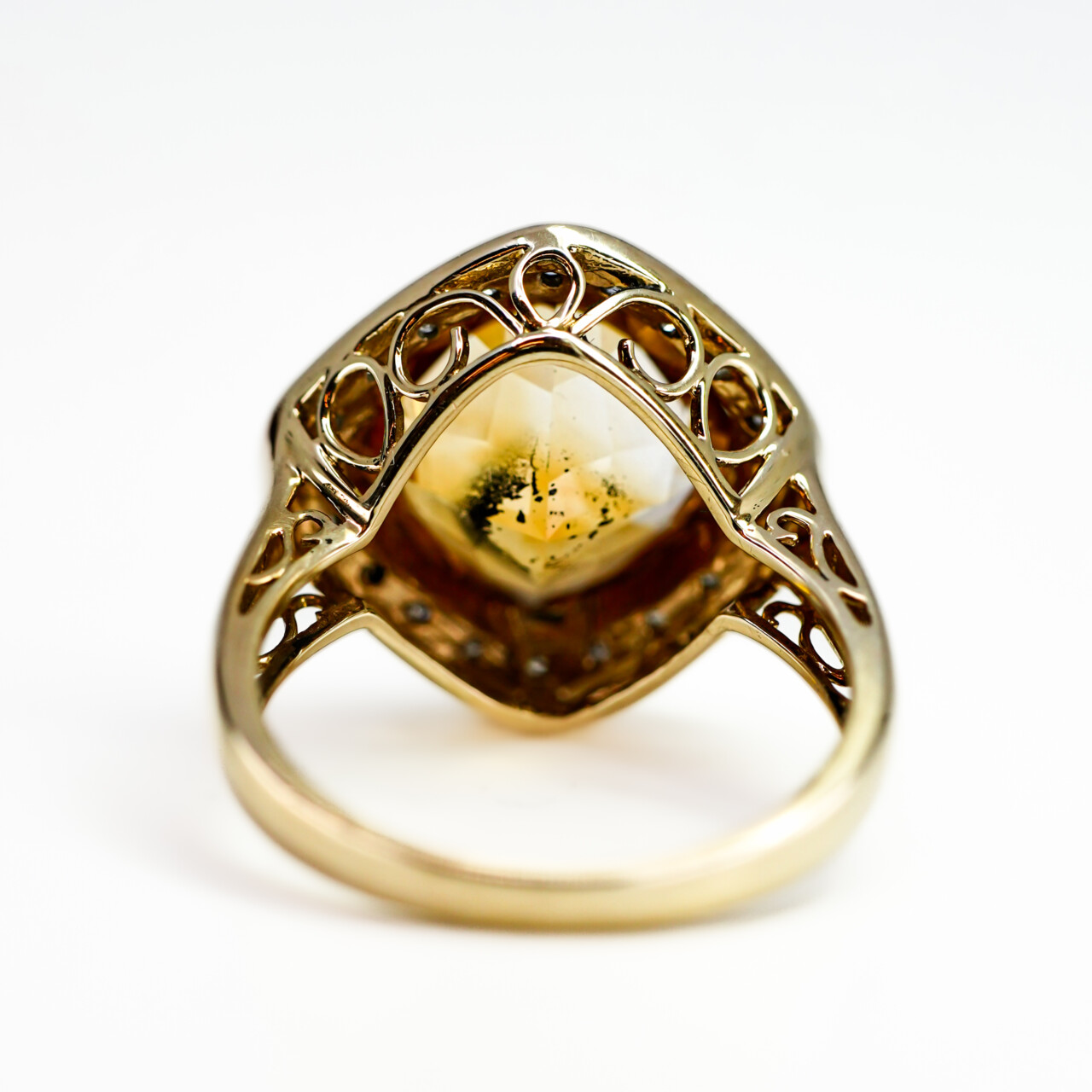 9ct Yellow Gold Citrine & Diamond Halo Ring – Size P #66664 9ct Yellow Gold Citrine & Diamond Halo Ring – Size P #66664 - Image 7