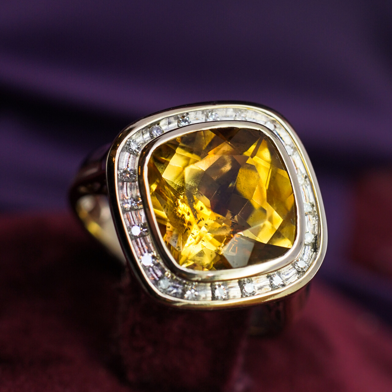 9ct Yellow Gold Citrine & Diamond Halo Ring – Size P #66664 9ct Yellow Gold Citrine & Diamond Halo Ring – Size P #66664 - Image 3
