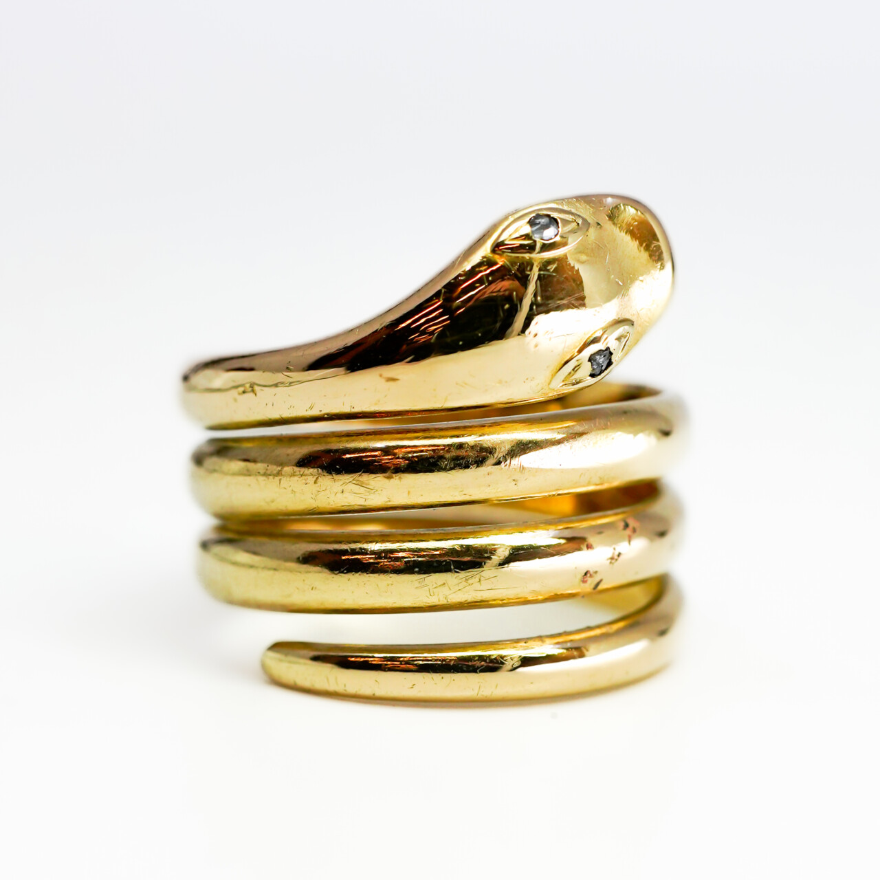 Antique 18ct Gold Coiled Snake Diamond Ring – London c.1873 #66839 Antique 18ct Gold Coiled Snake Diamond Ring – London c.1873 #66839