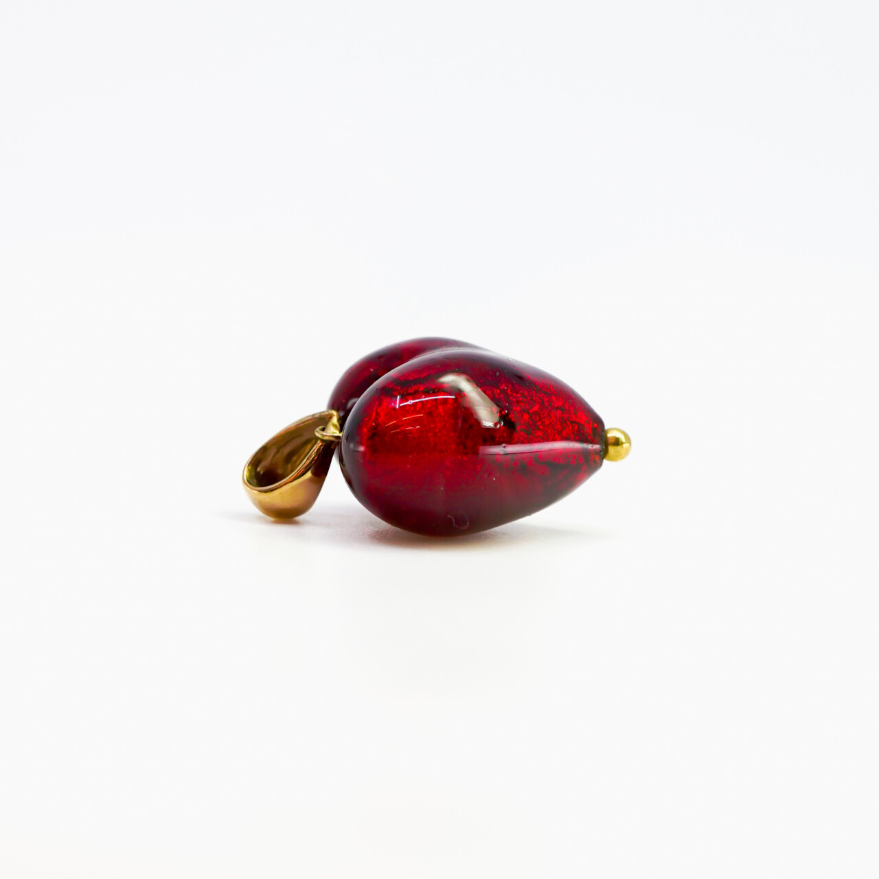 9ct Gold Murano Glass Red Love Heart Puff Pendant #65089 9ct Gold Murano Glass Red Love Heart Puff Pendant #65089 - Image 3